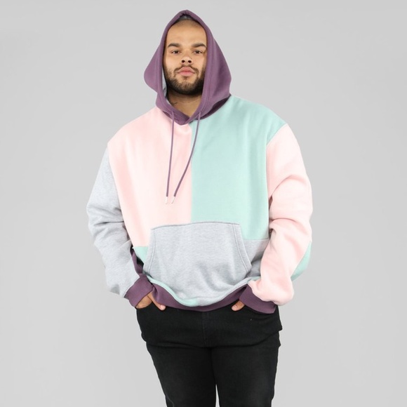 80s color block hoodie